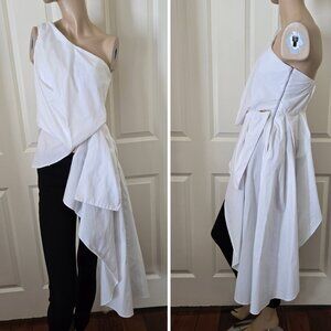 One Shoulder Statement Drape Side Top SZ S White